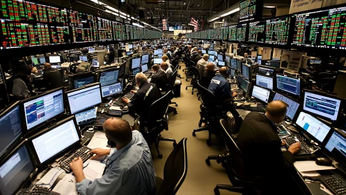 High-frequency trading floor displays dense market data streams