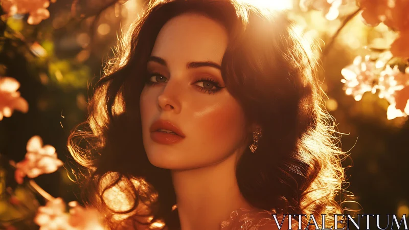 Portrait of woman in warm backlit outdoor environment