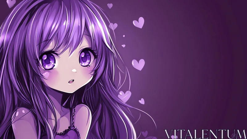 Violet anime girl rendered in soft monochromatic lighting study