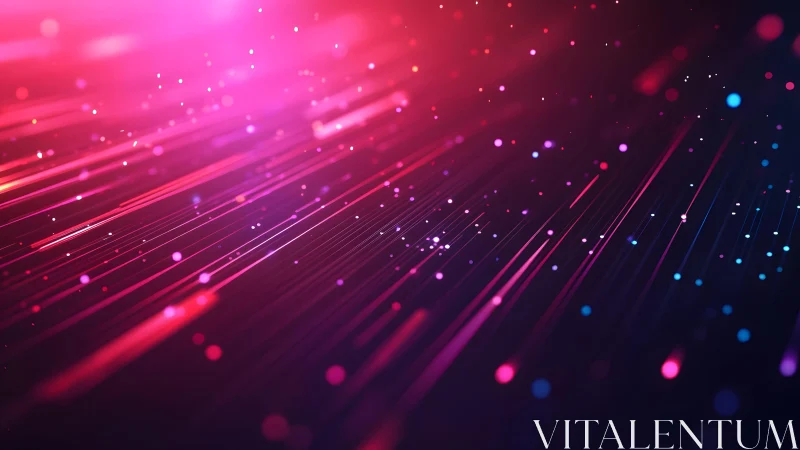 Vibrant neon light streaks and particles in futuristic abstract style.