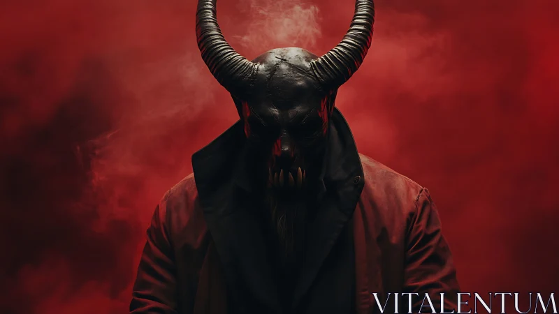 Horned demon figure dominates crimson smoke backdrop.