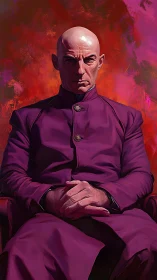 Crimson storm smolders behind the inscrutable violet stare