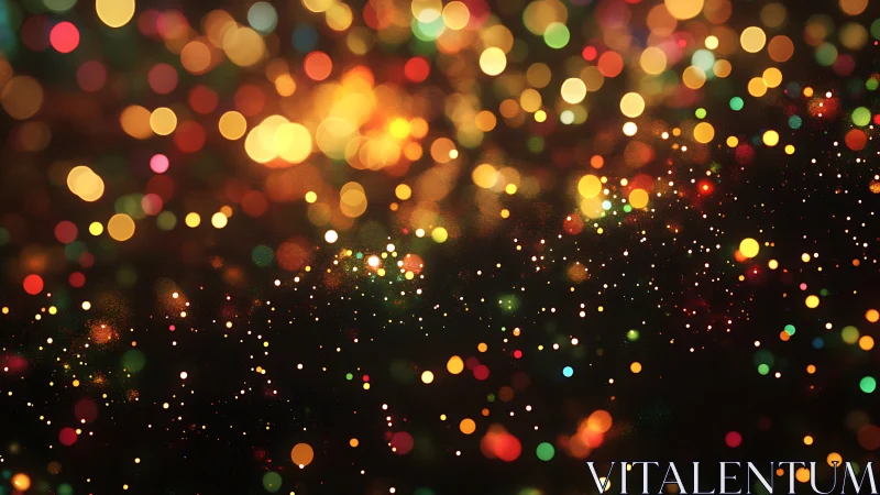 Colorful bokeh lights shimmer over dark abstract background
