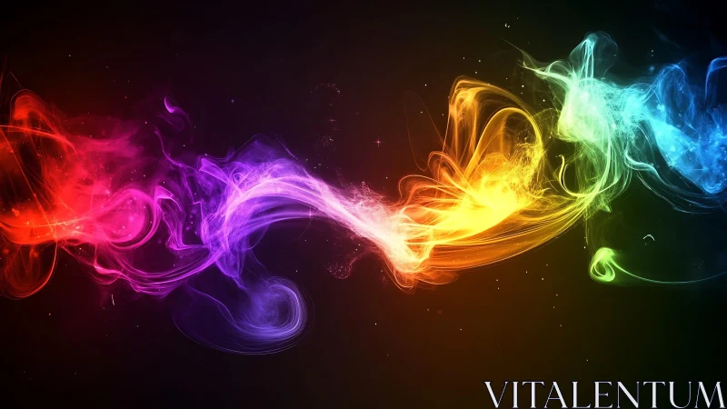 Digital painting of prismatic energy ribbons on dark field.