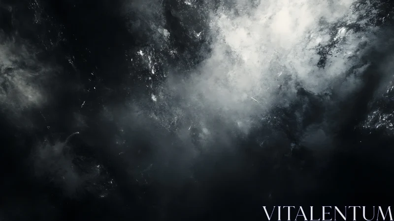 Storm-torn cloud mass dissolves into deep fractured darkness