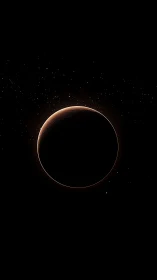 Crescent planet emerging from deep cosmic shadow glow.