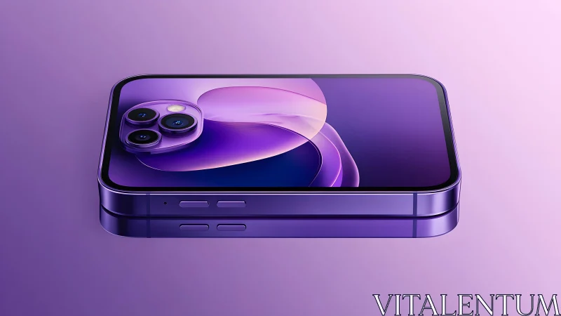 Modern purple smartphone with triple camera in minimal style.