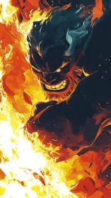 Fiery demon lunges forward in a blaze of wild energy.
