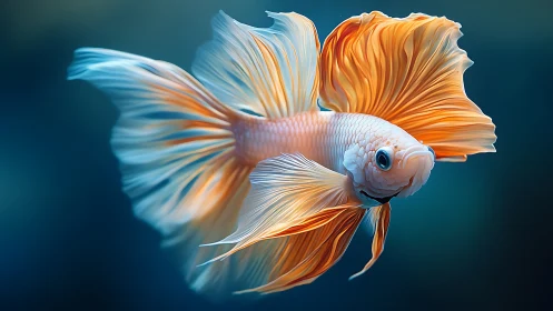 Photorealistic betta portrait with flowing fins in motion.