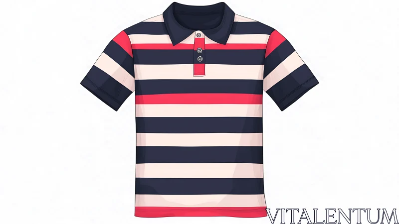 Striped Rugby Polo Shirt in Navy, Cream, and Red.