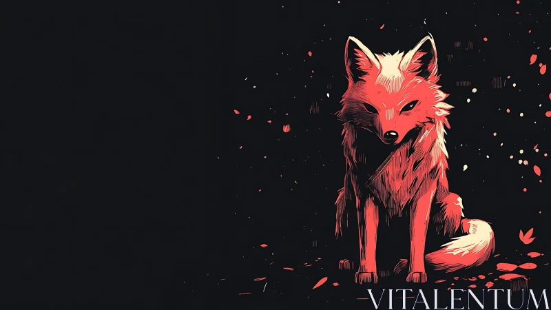 Stylized red fox illustration on dark minimal background.