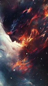 Starlit Ember Spirit Diving Through a Cosmic Tempest.