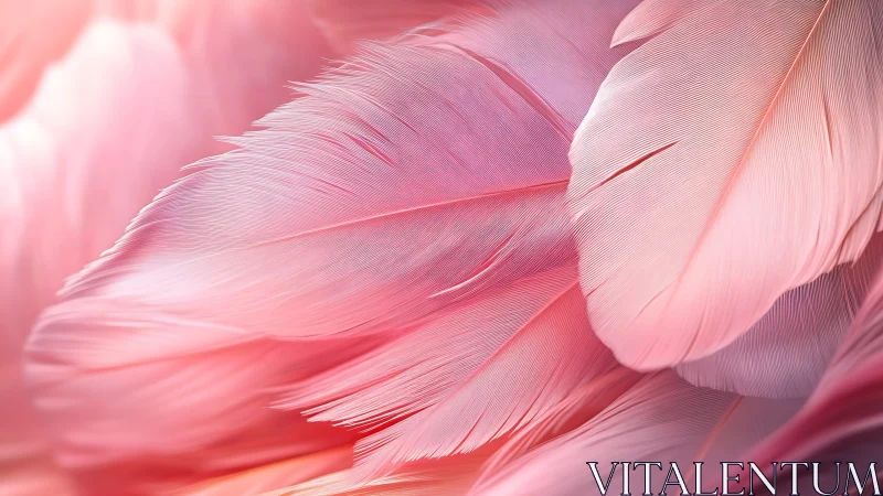 Soft pink feathers glowing in gentle, dreamy light.