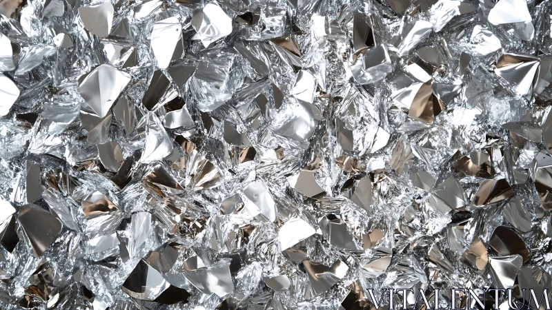 Shattered chrome petals tumble into a kaleidoscope of glare