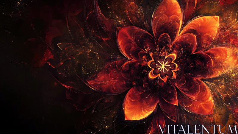 Fractal flame blossom composition with radiant radial symmetry.