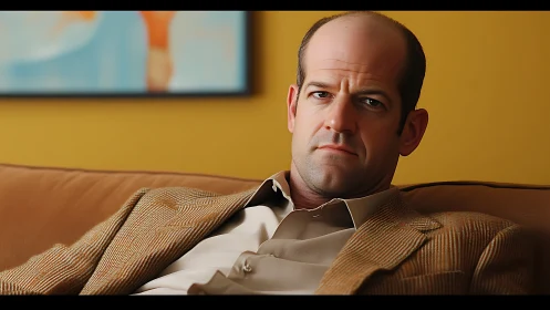 Steady gaze on a mustard sofa quietly rewrites the room