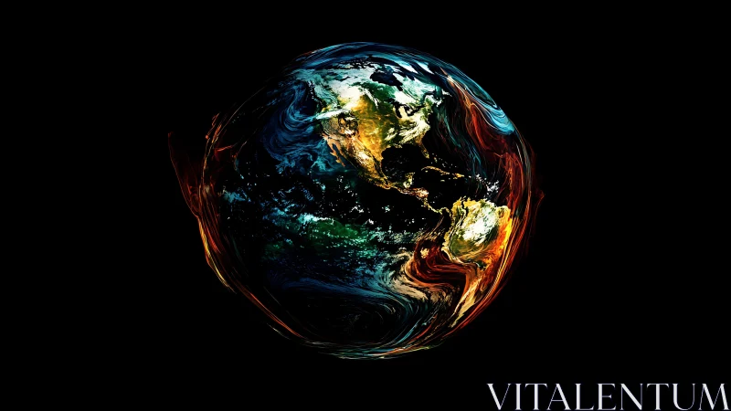 Whirling Fire-Edged Earth Floating in a Velvet Void.