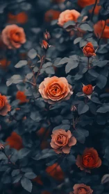 Coral Roses Dance Through Twilight's Moody Embrace