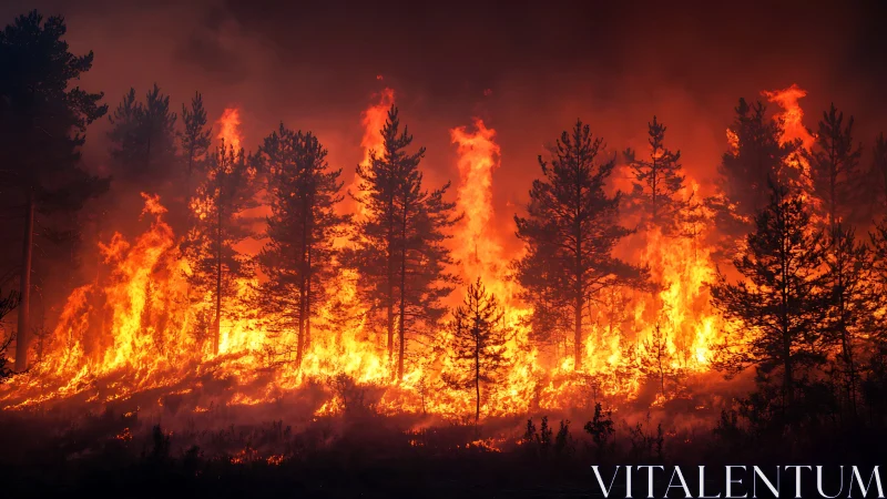 Inferno Crescendo: Where Pine Sentinels Waltz With Ravenous Flame