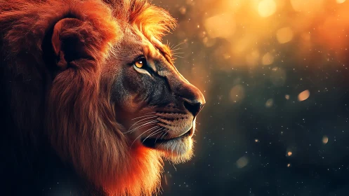 Golden light crowns a thoughtful lion&rsquo;s gentle gaze.
