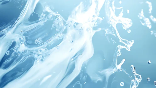 High-speed liquid splash motion with suspended droplets.