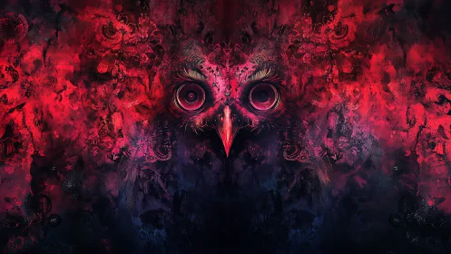 Owl-shaped nebula stares back from molten crimson night