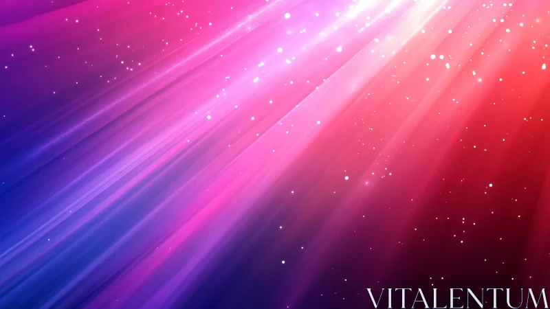 Diagonal magenta and blue light streaks traverse star-like field