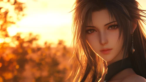 Warm sunset portrait glows with gentle, thoughtful beauty