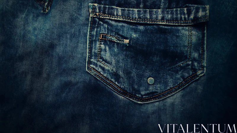 Weathered Denim Pocket Detail: Textile Macro Photography.
