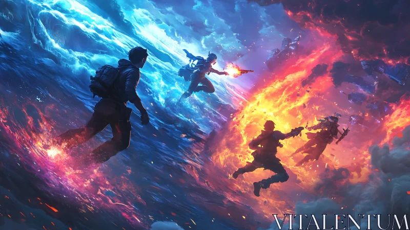 Elemental sci fi skirmish on oceanic battlefield with portal