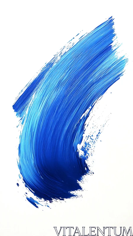 Curved blue brushstroke on clean white background.