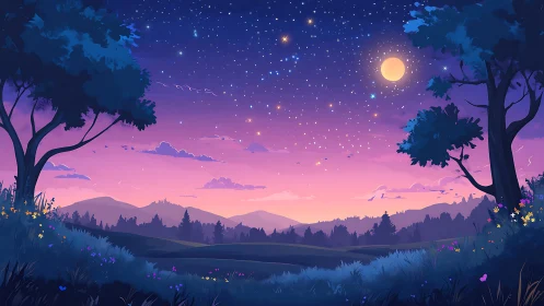 Twilight meadow quietly teaches the sky how to dream bright