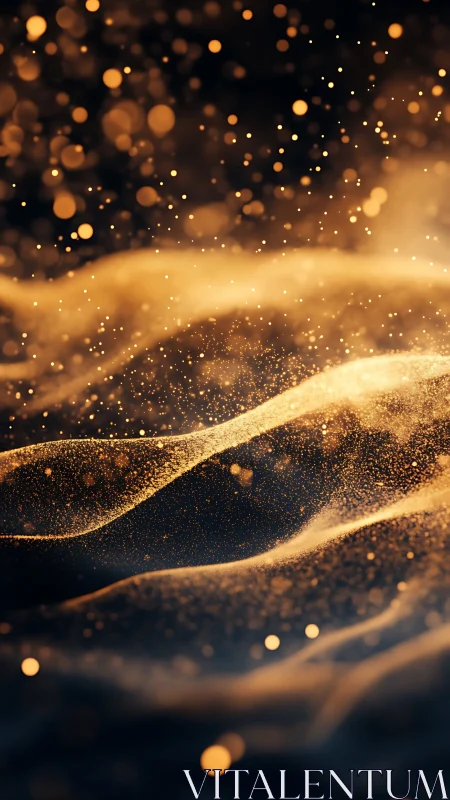 Golden stardust waves drifting through a quiet night sky.