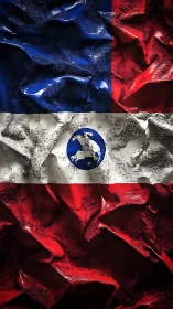 Crumpled tricolor flag lets a leaping horse guard its stars