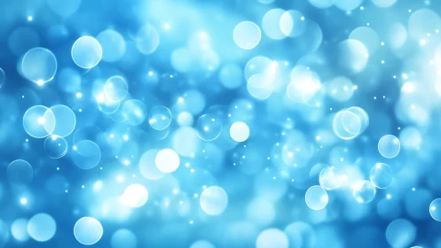 Soft Blue Bokeh Abstract Background with Light Circles Effect.