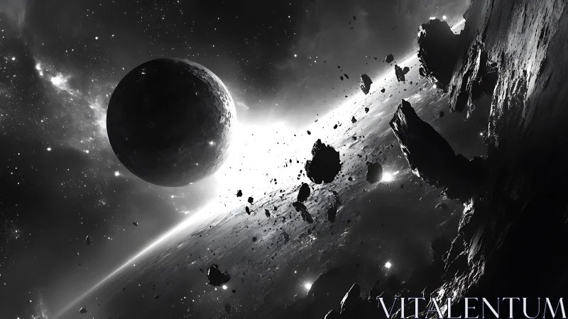 Planet with dense asteroid field crosses bright stellar light