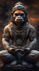 Serene divine monkey statue radiating quiet spiritual power.