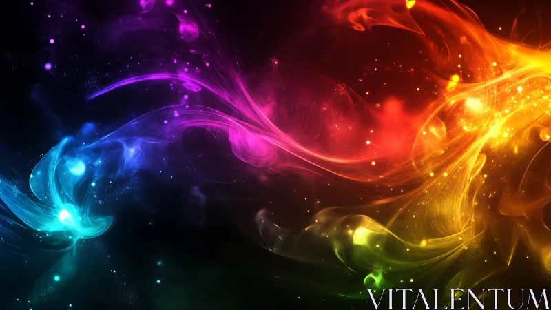 Spectral light trails render dynamic multicolor fluid energy arcs