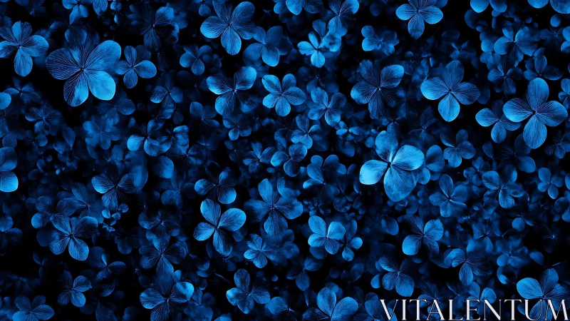 Twilight Blue Flowers Dancing in Darkness.