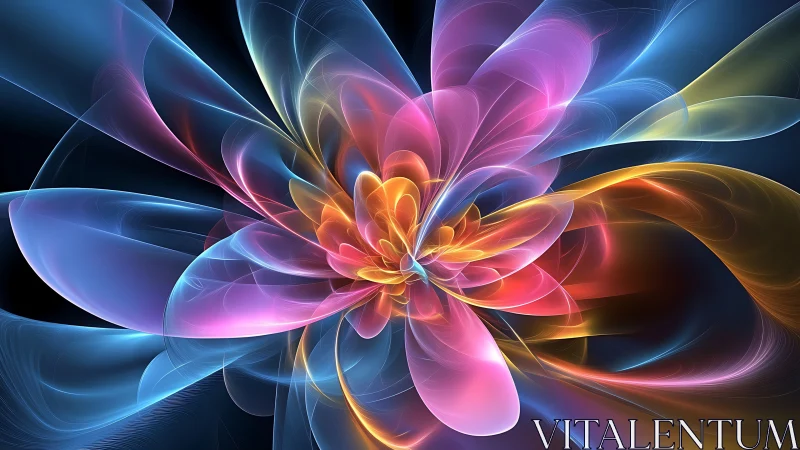 Luminous fractal petals twist into a cosmic prism blossom