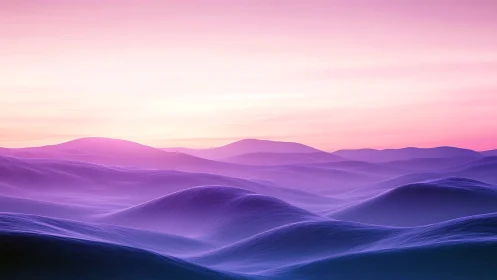Dreamlit lavender dunes under a glowing pastel sunrise.