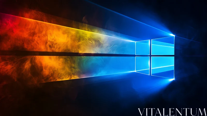 Spectral light beams crossing Windows grid with volumetric glow