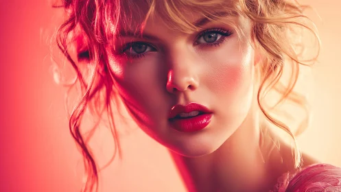 Digital painting portrait under warm bicolor studio lighting.