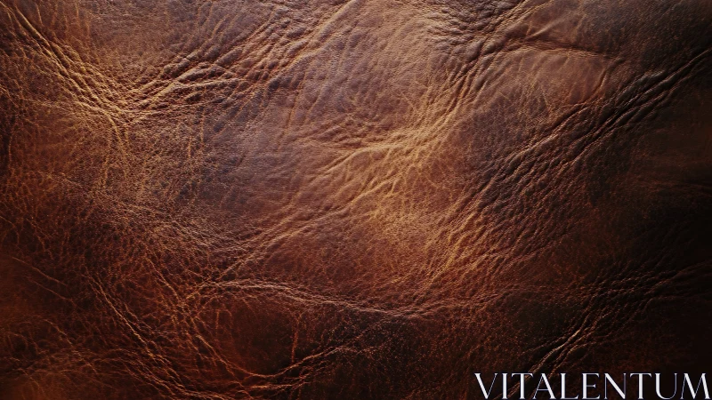 Rich brown leather surface glows with warm, worn character