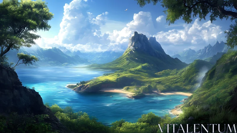 Alpine Valley: Majestic Mountain Lake Landscape.