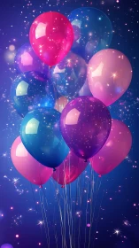 Luminescent Balloon Cluster with Particle Field Effects.