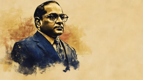 Formal portrait painted with textured ochre wash ground