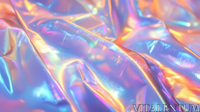Iridescent Wrinkled Foil Texture in Soft Pastel Hues, Abstract Art.