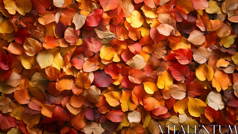 Dense carpet of overlapping colorful autumn leaves.