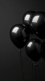 Elegant Black Balloons Dancing in Shadowed Light.